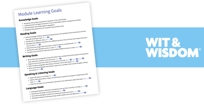 Wit & Wisdom - Sample Module Learning Goals