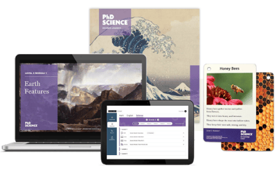 PhD Science components, including Science Logbook, PhD Projected, additional digital resources, and Knowledge Deck cards