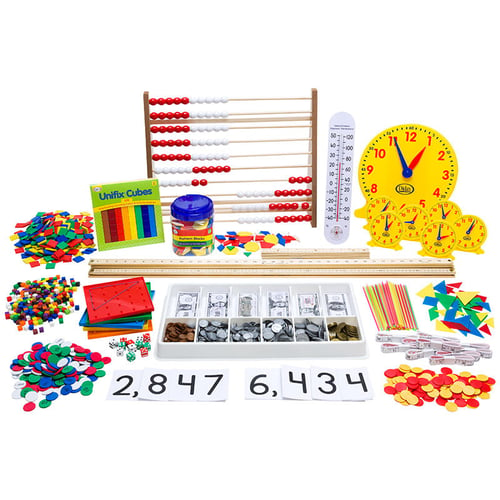 The Eureka Math complete manipulatives kit for Grade 2 includes enough materials for a class of 24 students.