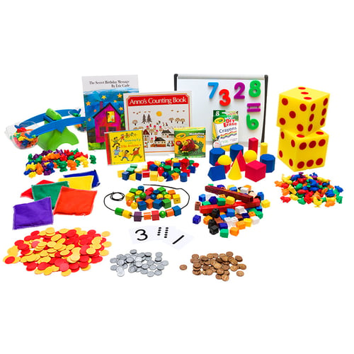 The Eureka Math complete manipulatives kit for Grade PK includes enough materials for a class of 24 students.