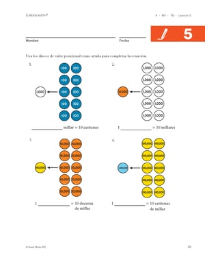 Imagen de una página de Práctica adicional del libro Aprender de Eureka Math Squared del nivel 4 