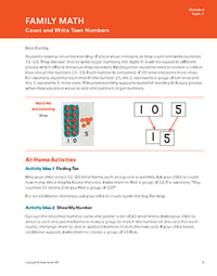 Image of Family Math page from Eureka Math Squared Learn book in Grade Level K