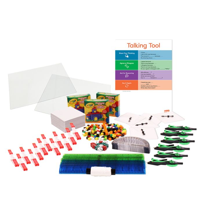 The Eureka Math Squared complete manipulatives kit for Level 7–8 includes enough materials for a class of 24 students.