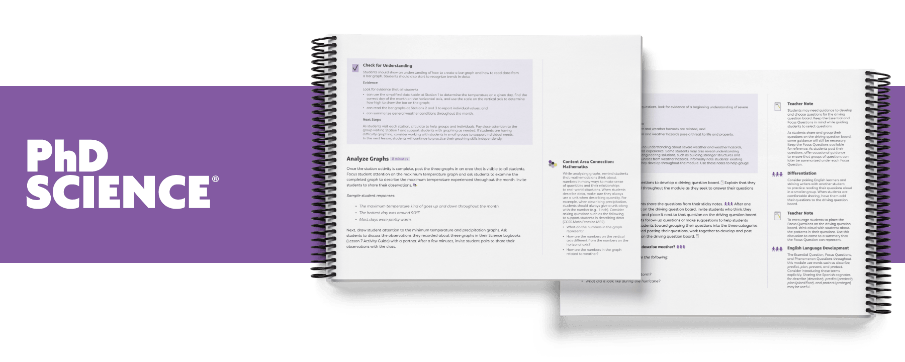 PhD Science - Sample Margin Noes page from the Teacher Edition book