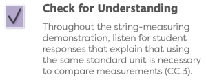 A Check for Understanding that relates to measurement