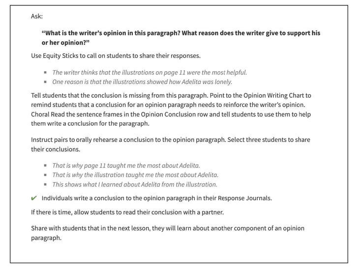 Wit & Wisdom Grade 1 Module 4 Lesson 19 Check for Understanding