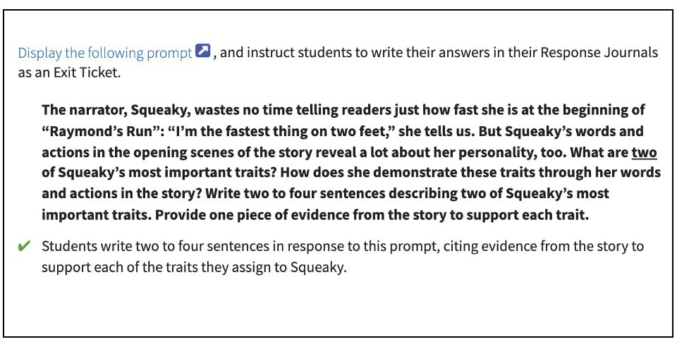 Wit & Wisdom Grade 5 Module 4 Lesson 2 Check for Understanding