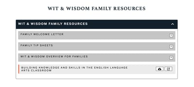 Wit & Wisdom WW Family Resources