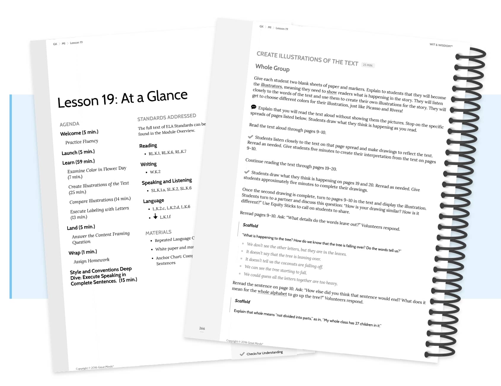 Sample Wit & Wisdom open book with Lesson 19: At a Glance