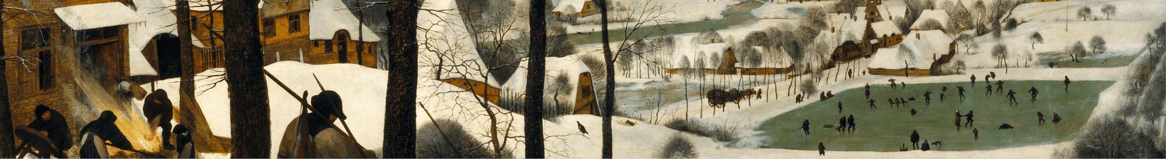 Cropped view of fine art: Hunters in the Snow.