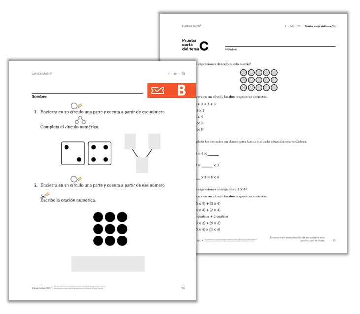 1st Grade Eureka Math Module 3 Application Problems in Spanish